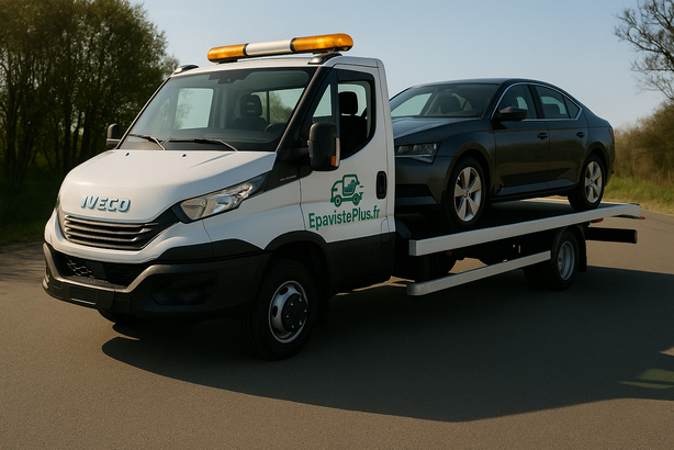 Dépanneuse EpavistePlus lors d'un enlèvement d'épave gratuit en Île-de-France